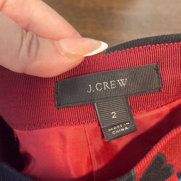 B10 J. Crew Red Black Floral Cotton A Line Mini Skirt Size 2 Womens - Picture 7 of 7